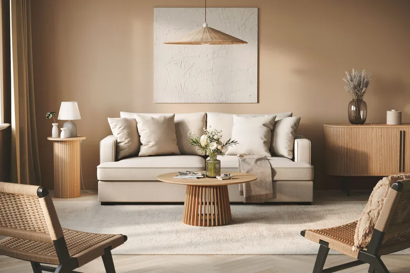 Rossita 3-seters Dyp Sofa i Bouclé - Beige - Møbler - Sofaer - 3 seter sofa