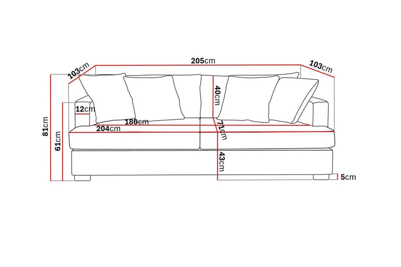 Rossita 3-seters Dyp Sofa i Bouclé - Beige - Møbler - Sofaer - 3 seter sofa