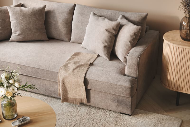 Rossita 3-seters Dyp Sofa i Chenille - Grå / Brun - Møbler - Sofaer - 3 seter sofa