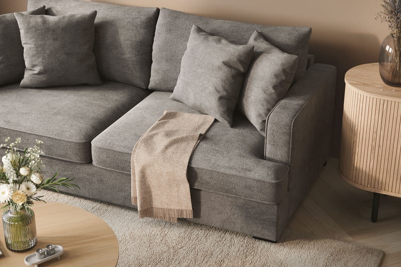 Rossita Dyp 3-seters sofa i chenille - Lys Grå - Møbler - Sofaer - 3 seter sofa