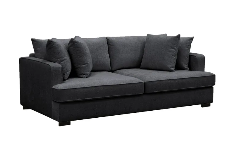 Rossita 3-seters Dyp Sofa i Chenille - Svart - Møbler - Sofaer - 3 seter sofa