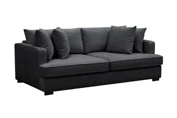 Rossita 3-seters Dyp Sofa i Chenille - Trenza 01, Svart Chenille - Møbler - Sofaer - 3 seter sofa