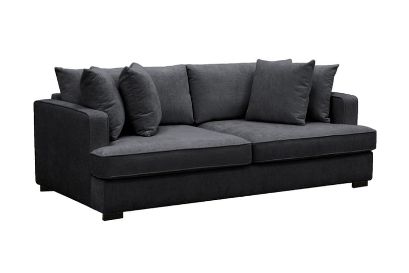Rossita 3-seters Dyp Sofa i Chenille - Trenza 01, Svart Chenille - Møbler - Sofaer - 3 seter sofa