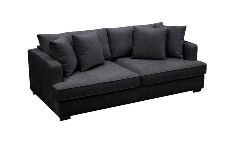 Rossita 3-seters Dyp Sofa i Chenille - Trenza 01, Svart Chenille - Møbler - Sofaer - 3 seter sofa