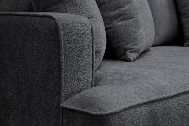Rossita 3-seters Dyp Sofa i Chenille - Trenza 01, Svart Chenille - Møbler - Sofaer - 3 seter sofa
