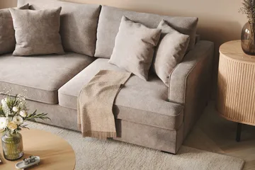Rossita 3-seters Dyp Sofa i Chenille - Trenza 08, Grå/Brun Chenille - Møbler - Sofaer - 3 seter sofa