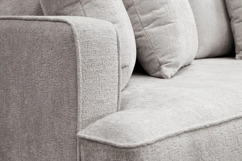Rossita 3-seters Dyp Sofa i Chenille - Trenza 08, Grå/Brun Chenille - Møbler - Sofaer - 3 seter sofa