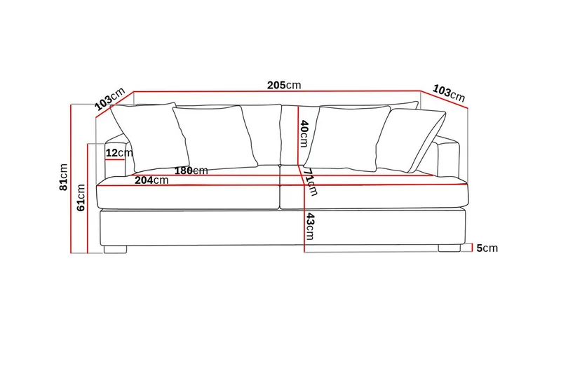 Rossita 3-seters Dyp Sofa i Chenille - Trenza 08, Grå/Brun Chenille - Møbler - Sofaer - 3 seter sofa
