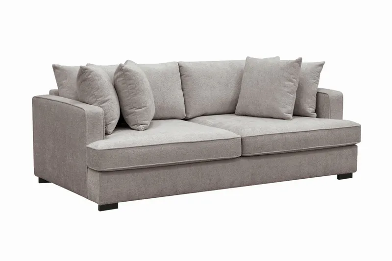 Rossita 3-seters Dyp Sofa i Chenille - Trenza 08, Grå/Brun Chenille - Møbler - Sofaer - 3 seter sofa