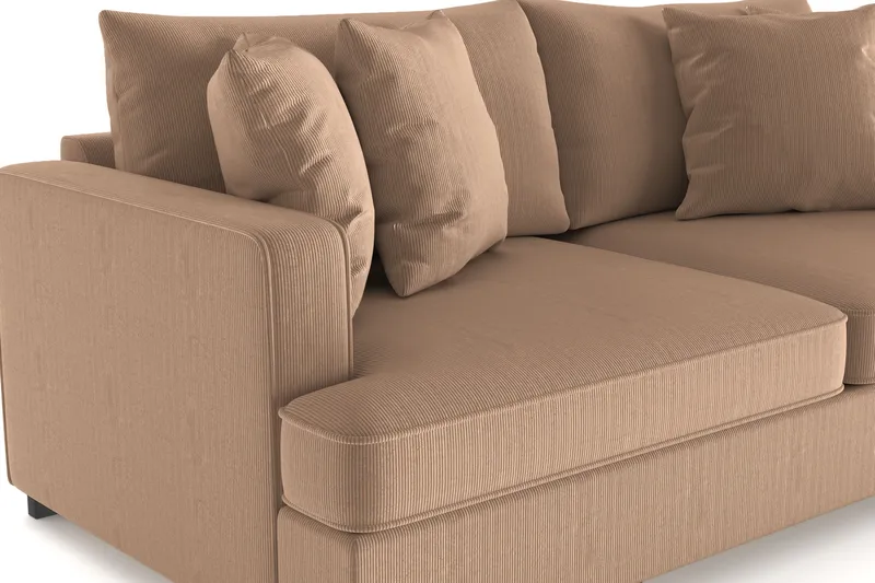Rossita 3-seters Dyp Sofa i Kordfløyel - Brun - Møbler - Sofaer - 3 seter sofa