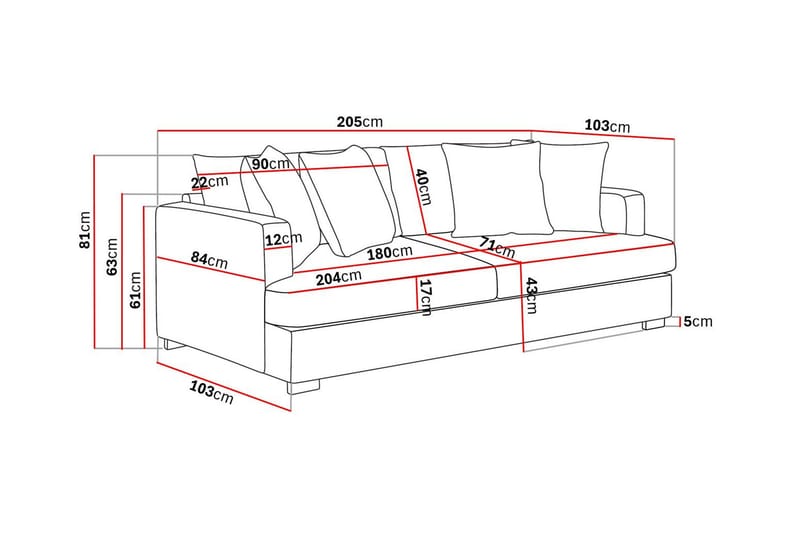 Rossita 3-seters Dyp Sofa i Kordfløyel - Brun - Møbler - Sofaer - 3 seter sofa