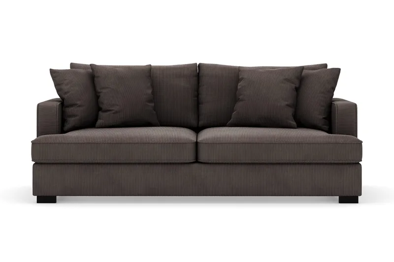 Rossita 3-seters Dyp Sofa i Kordfløyel, Mørkegrå