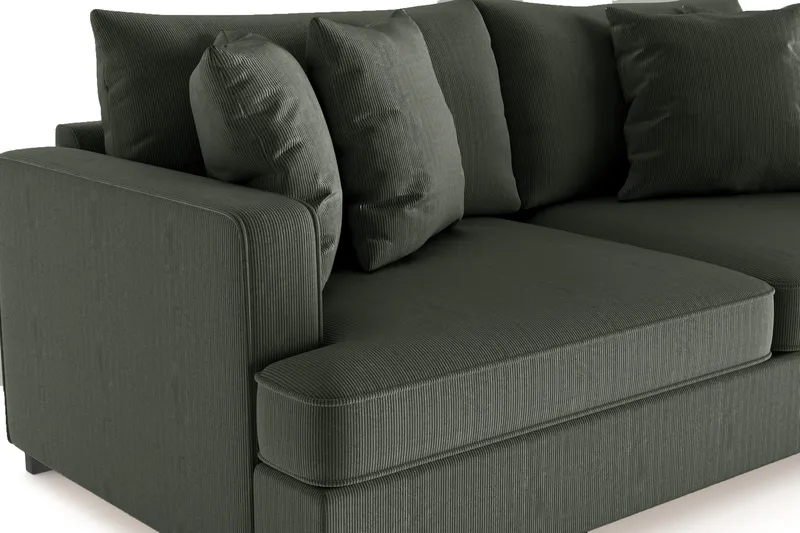 Rossita 3-seters Dyp Sofa i Kordfløyel - Mørkegrønn - Møbler - Sofaer - 3 seter sofa
