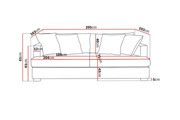 Rossita 3-seters Dyp Sofa i Kordfløyel - Offwhite - Møbler - Sofaer - Fløyelssofaer
