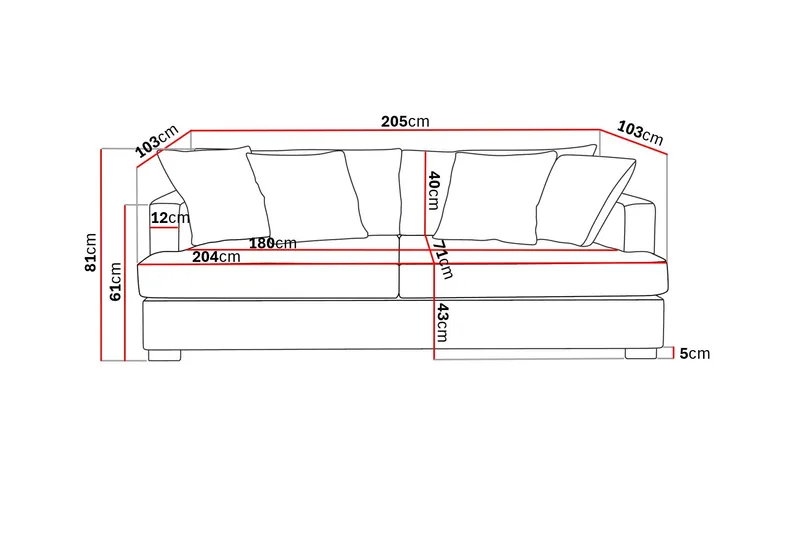 Rossita 3-seters Dyp Sofa i Kordfløyel - Taupe - Møbler - Sofaer - Fløyelssofaer