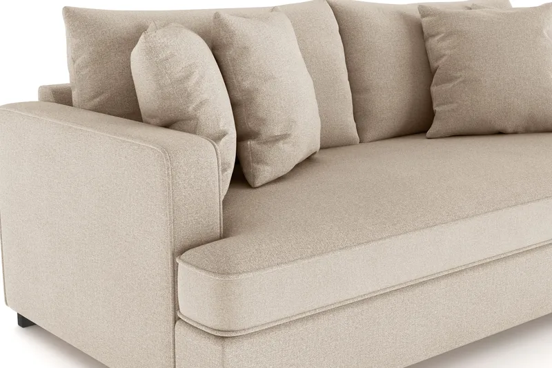 Rossita 3-seters Dyp Sofa med Hel Pute i Stoff - Beige - Møbler - Sofaer - 3 seter sofa