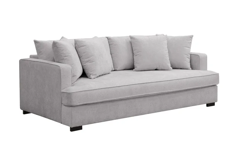 Rossita 3-seters Dyp Sofa med Hel Pute i Chenille - Grå - Møbler - Sofaer - 3 seter sofa