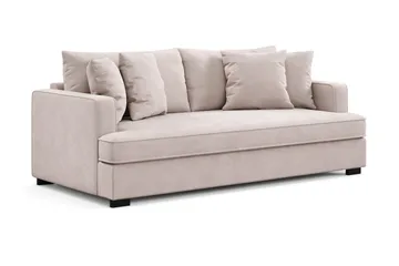 Rossita 3-seters Dyp Sofa med Hel Pute i Fløyel - Beige - Møbler - Sofaer - Fløyelssofaer