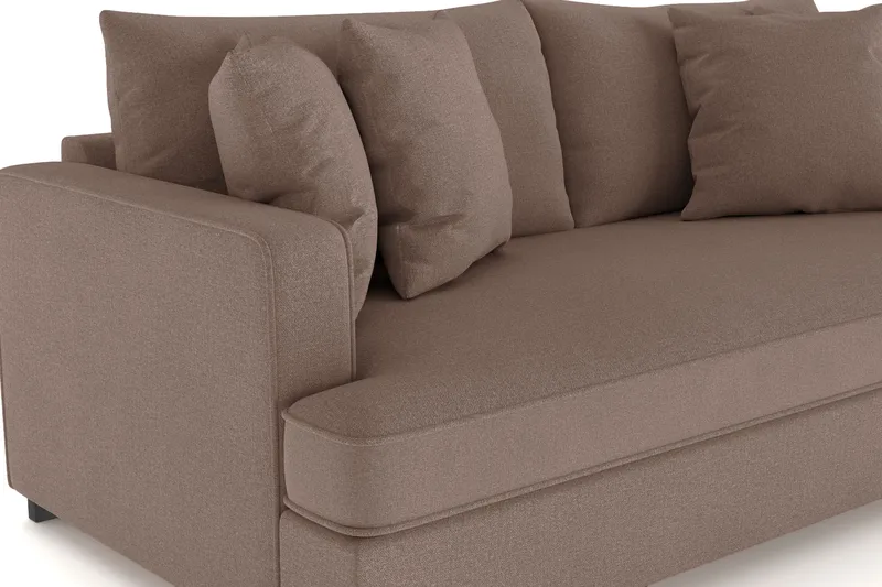 Rossita 3-seters Dyp Sofa med Hel Pute i Stoff - Brun - Møbler - Sofaer - 3 seter sofa