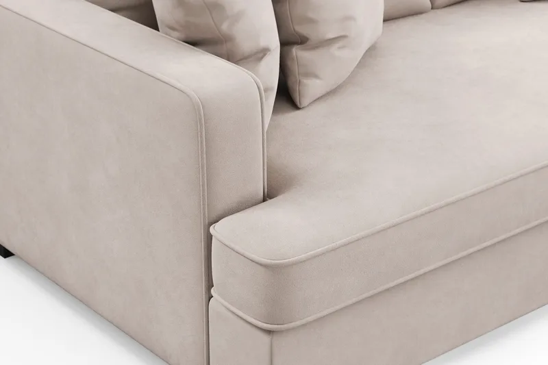 Rossita 3-seters Dyp Sofa med Hel Pute i Fløyel - Beige - Møbler - Sofaer - Fløyelssofaer