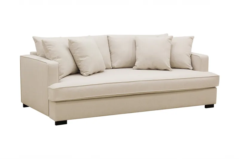 Rossita 3-seters Dyp Sofa med Hel Pute i Bouclé - Beige - Møbler - Sofaer - 3 seter sofa