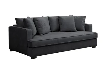 Rossita 3-seters Dyp Sofa med Hel Pute i Chenille - Svart - Møbler - Sofaer - 3 seter sofa