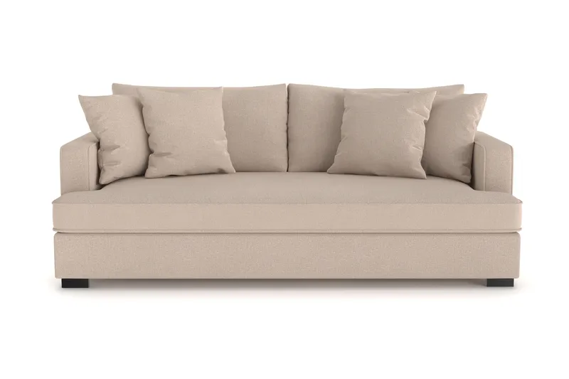 Rossita 3-seters Dyp Sofa med Hel Pute i Stoff, Beige
