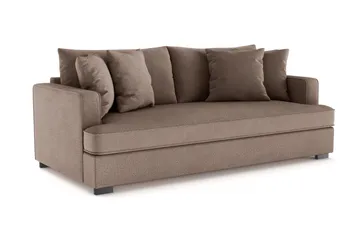 Rossita 3-seters Dyp Sofa med Hel Pute i Stoff - Brun - Møbler - Sofaer - 3 seter sofa