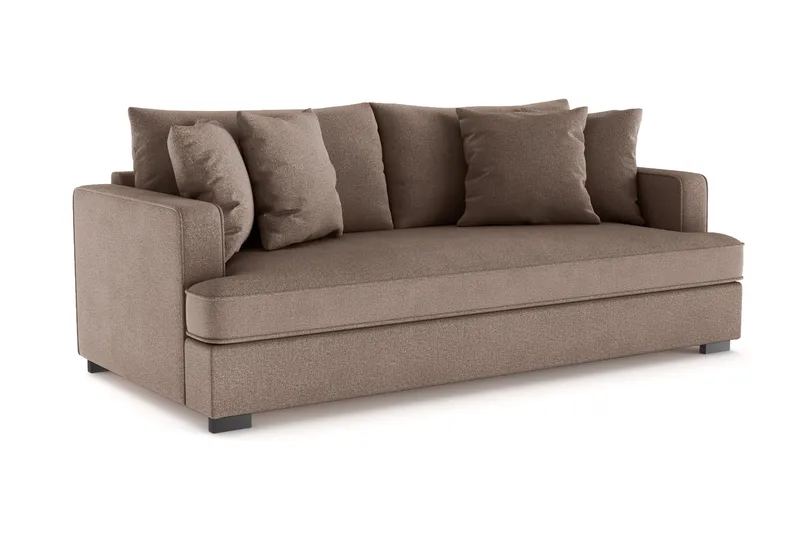 Rossita 3-seters Dyp Sofa med Hel Pute i Stoff - Brun - Møbler - Sofaer - 3 seter sofa
