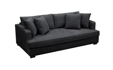 Rossita 3-seters Dyp Sofa med Hel Pute i Chenille - Svart - Møbler - Sofaer - 3 seter sofa