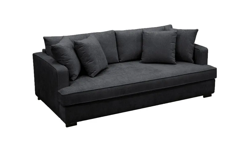 Rossita 3-seters Dyp Sofa med Hel Pute i Chenille - Svart - Møbler - Sofaer - 3 seter sofa