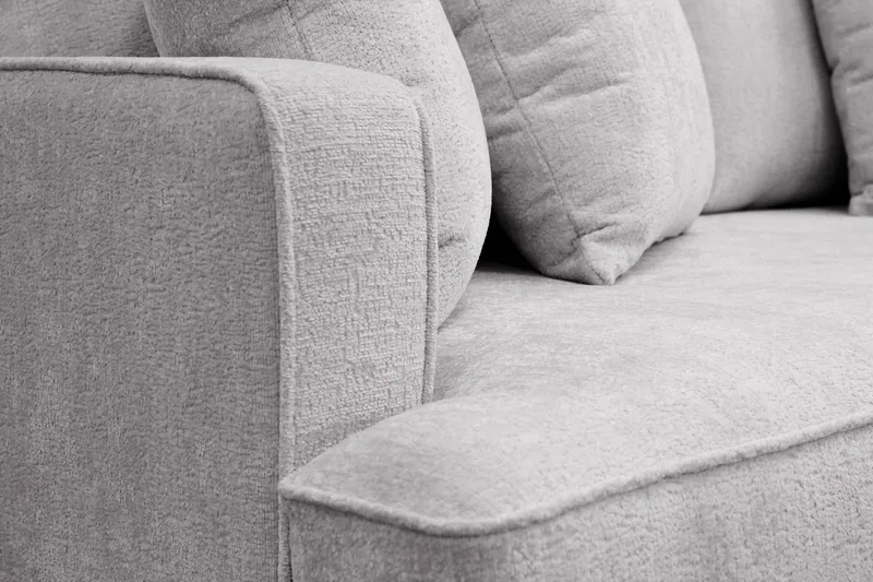 Rossita 3-seters Dyp Sofa med Hel Pute i Chenille - Grå - Møbler - Sofaer - 3 seter sofa