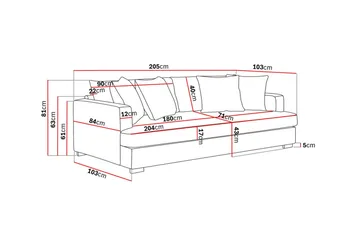 Rossita 3-seters Dyp Sofa med Hel Pute i Chenille - Svart - Møbler - Sofaer - 3 seter sofa