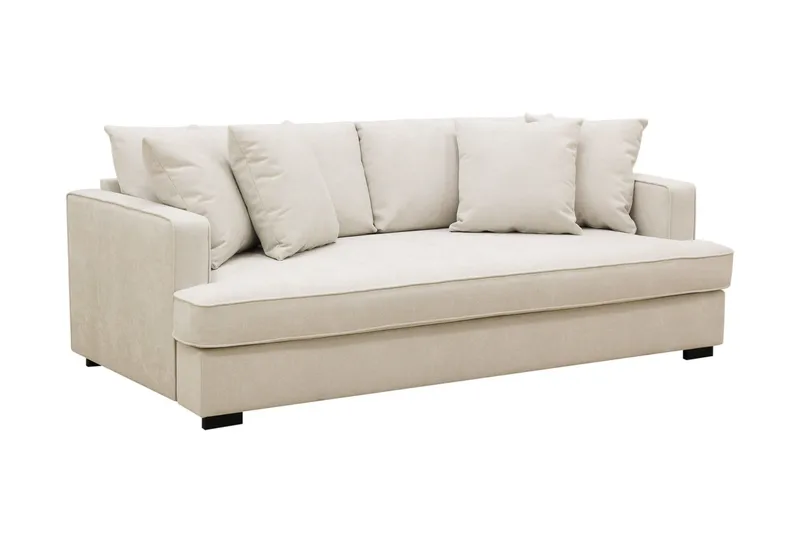 Rossita 3-seters Dyp Sofa med Hel Pute i Stoff - Beige - Møbler - Sofaer - 3 seter sofa