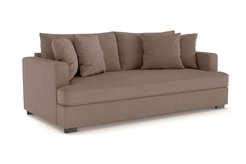 Rossita 3-seters Dyp Sofa med Hel Pute i Stoff - Brun - Møbler - Sofaer - 3 seter sofa