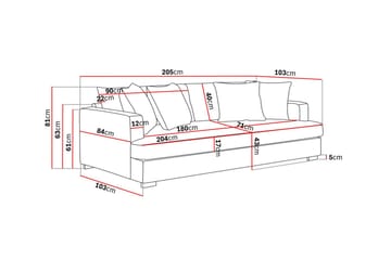 Rossita 3-seters Dyp Sofa med Hel Pute i Stoff - Beige - Møbler - Sofaer - 3 seter sofa