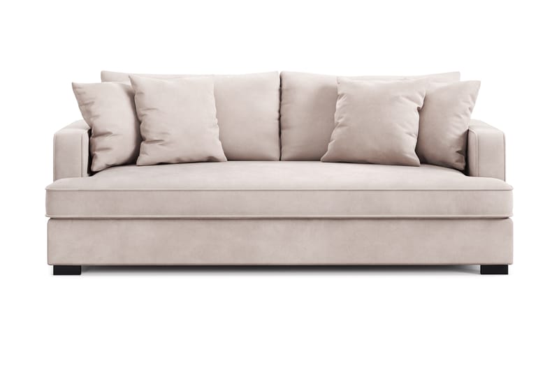Rossita 3-seters Dyp Sofa med Hel Pute i Fløyel - Beige - Møbler - Sofaer - Fløyelssofaer