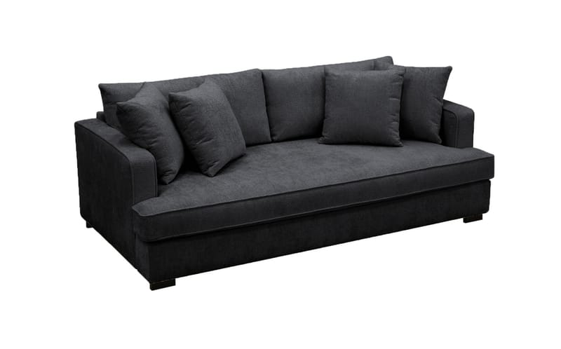 Rossita 3-seters Dyp Sofa med Hel Pute i Chenille - Svart - Møbler - Sofaer - 3 seter sofa