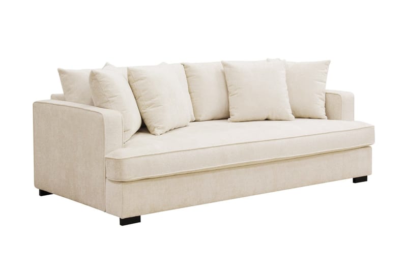 Rossita 3-seters Dyp Sofa med Hel Pute i Chenille - Beige - Møbler - Sofaer - 3 seter sofa