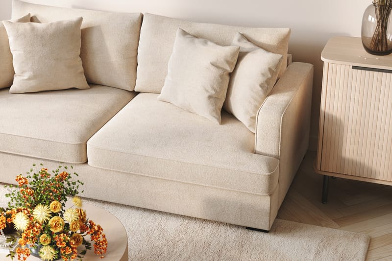Rossita 3-seters Dyp Sofa med Hel Pute i Chenille - Beige - Møbler - Sofaer - 3 seter sofa
