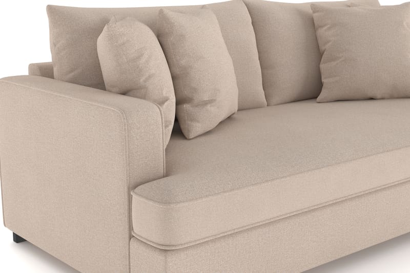 Rossita 3-seters Dyp Sofa med Hel Pute i Stoff - Beige - Møbler - Sofaer - 3 seter sofa
