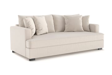 Rossita 3-seters Dyp Sofa med Hel Pute i Kordfløyel - Beige - Møbler - Sofaer - 3 seter sofa