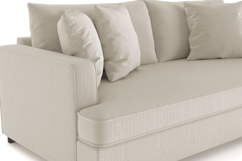 Rossita 3-seters Dyp Sofa med Hel Pute i Kordfløyel - Greige - Møbler - Sofaer - 3 seter sofa