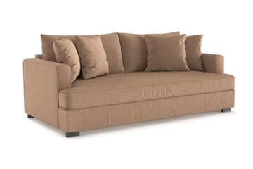 Rossita 3-seters Dyp Sofa med Hel Pute i Kordfløyel - Brun - Møbler - Sofaer - 3 seter sofa