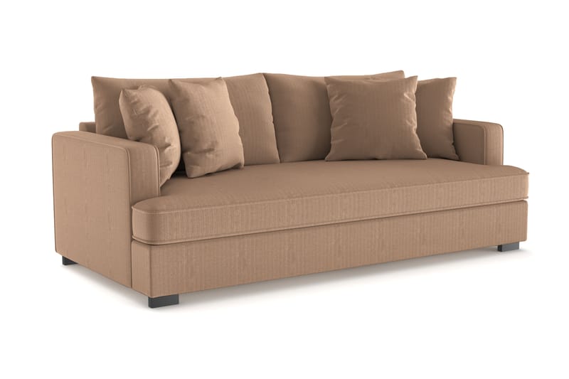 Rossita 3-seters Dyp Sofa med Hel Pute i Kordfløyel - Brun - Møbler - Sofaer - 3 seter sofa