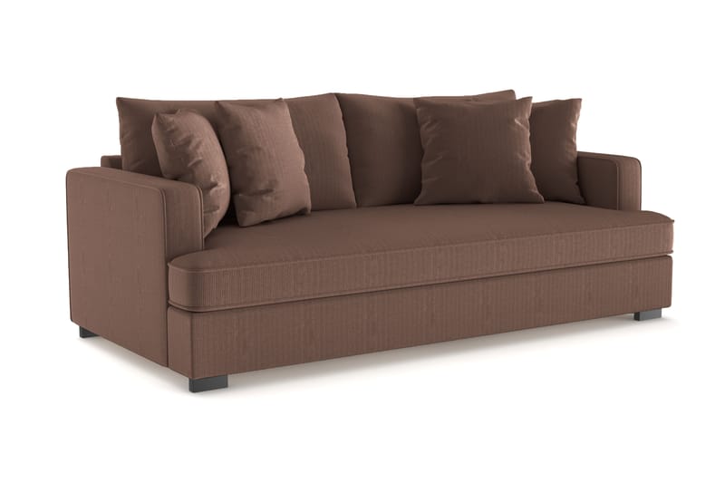 Rossita 3-seters Dyp Sofa med Hel Pute i Kordfløyel - Brun - Møbler - Sofaer - 3 seter sofa