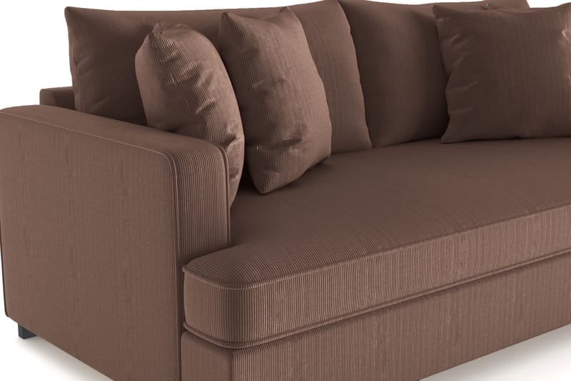 Rossita 3-seters Dyp Sofa med Hel Pute i Kordfløyel - Brun - Møbler - Sofaer - 3 seter sofa