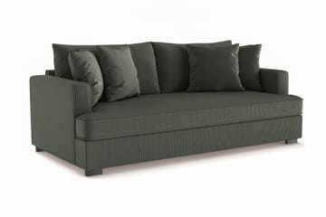 Rossita 3-seters Dyp Sofa med Hel Pute i Kordfløyel - Mørkegrønn - Møbler - Sofaer - 3 seter sofa