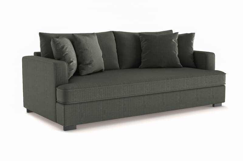 Rossita 3-seters Dyp Sofa med Hel Pute i Kordfløyel - Mørkegrønn - Møbler - Sofaer - 3 seter sofa