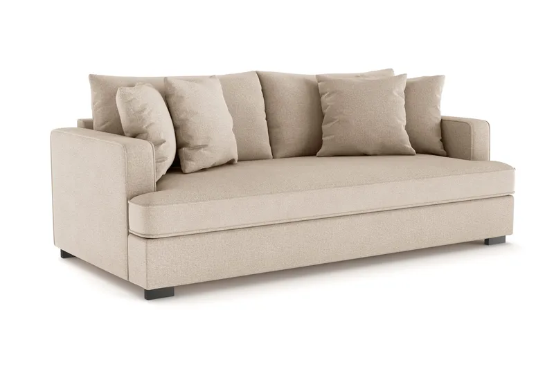 Rossita 3-seters Dyp Sofa med Hel Pute i Stoff - Beige - Møbler - Sofaer - 3 seter sofa